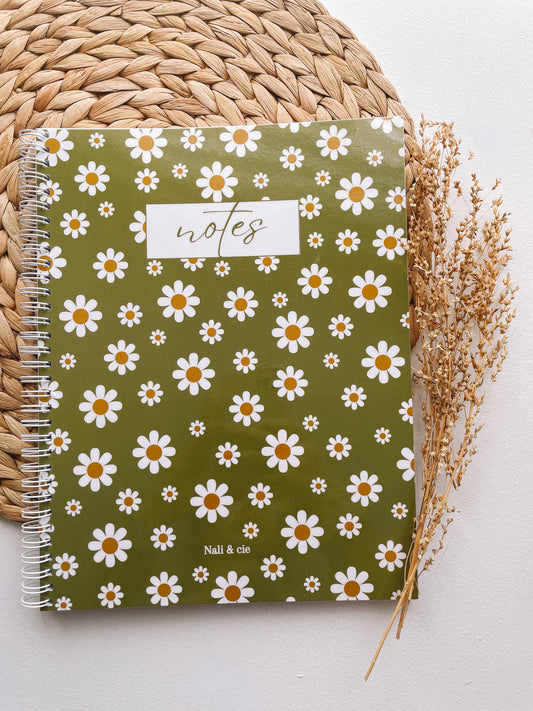 Cahier de notes marguerites